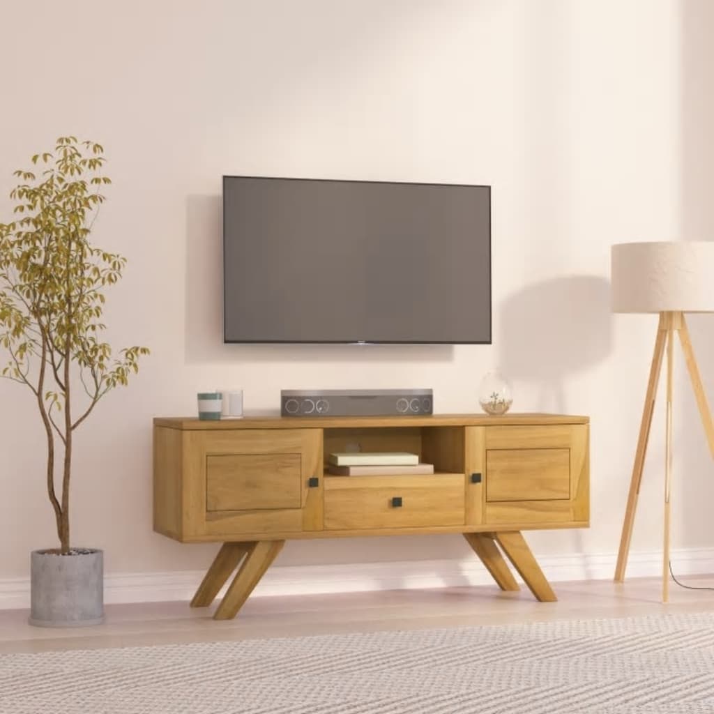Maison Exclusive Mobile Porta TV 110x30x50 cm in Legno Massello di Teak Leroy Merlin