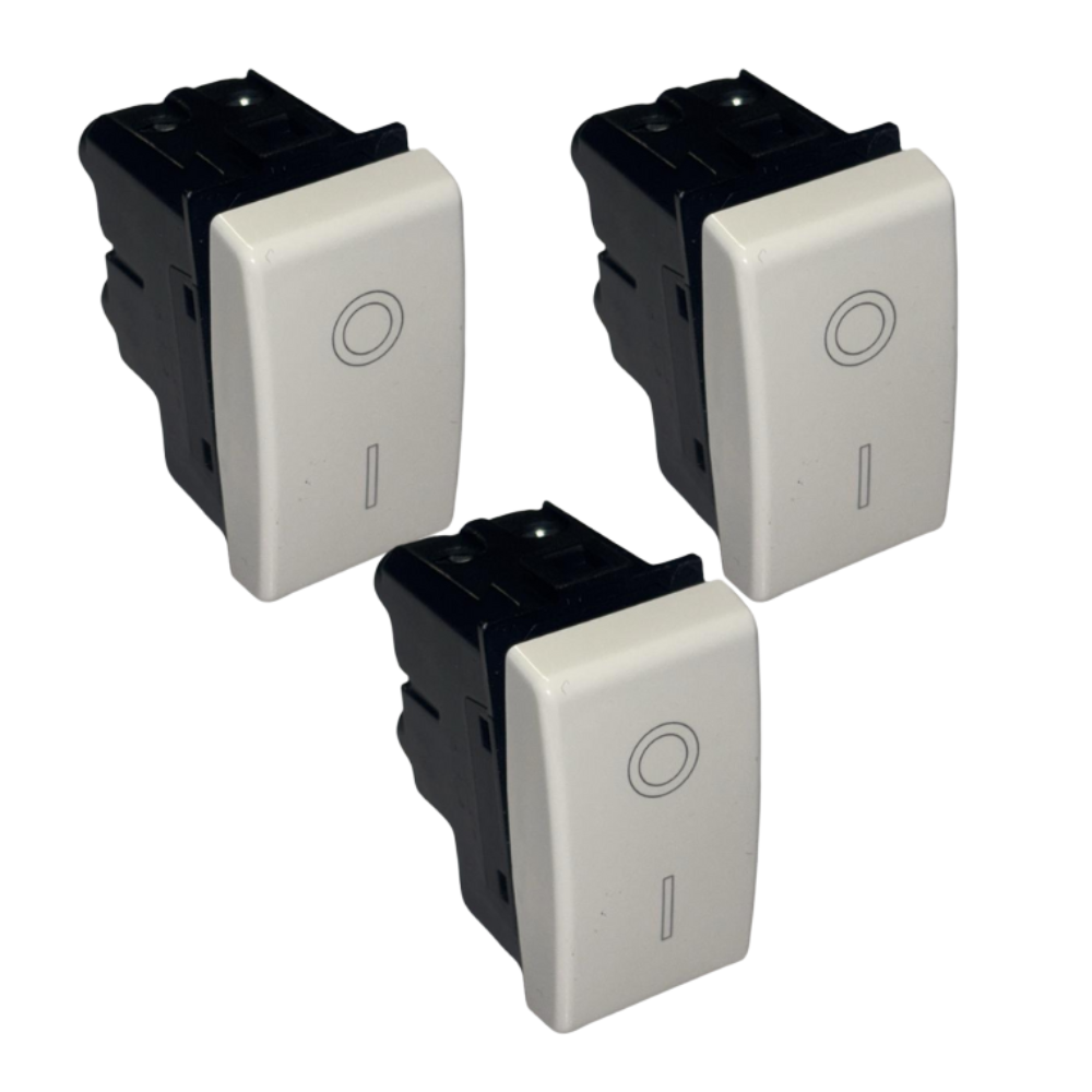 Kit di 3 interruttore unipolare illuminabile con spia luminosa