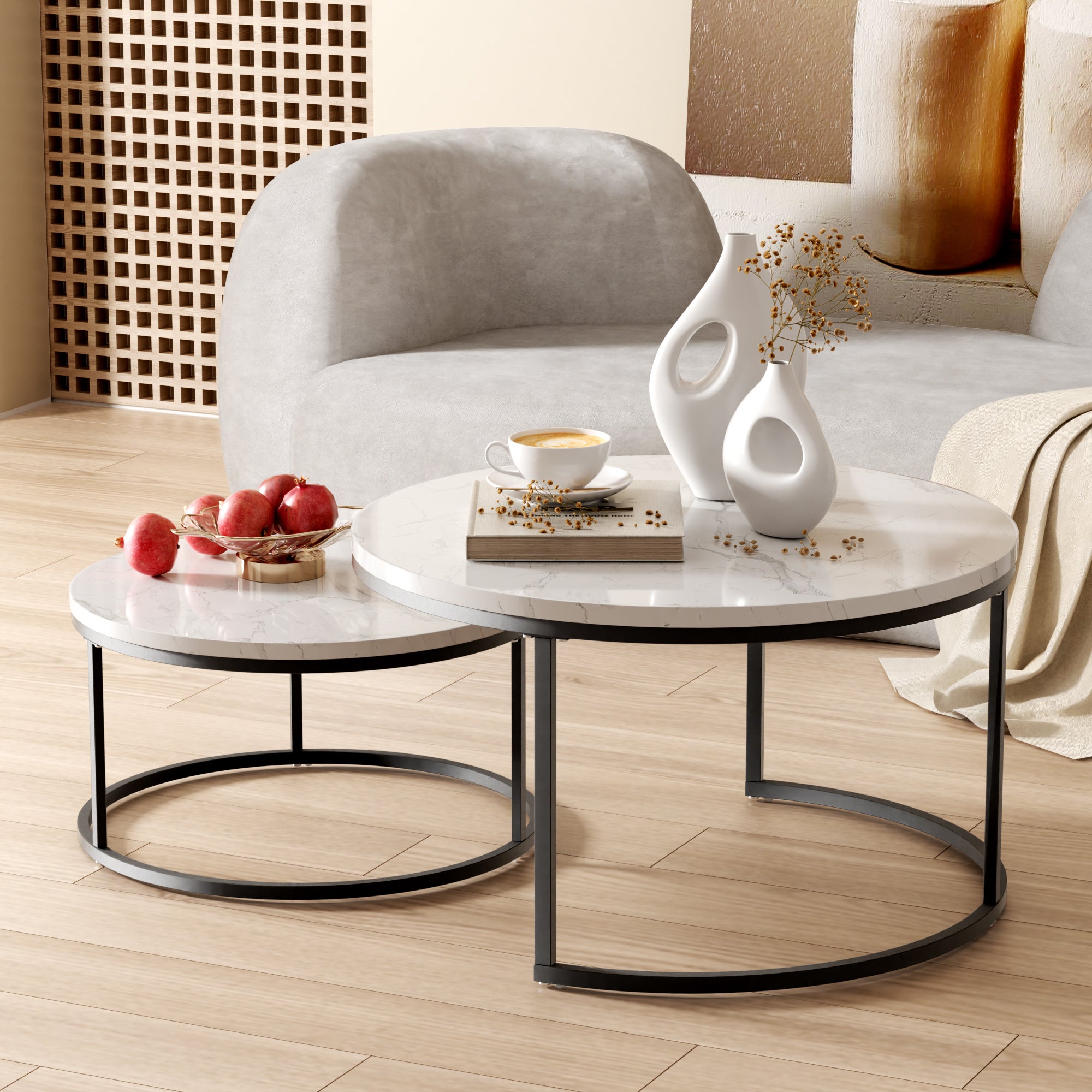 en.casa] Set De 2 Tables De Salon Ensemble De 2 Tables Basses Table Gigogne Table De Rangement