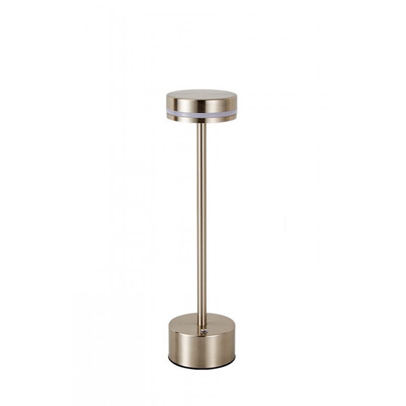 Bezprzewodowa i przenośna lampa stołowa LED, dotykowa i regulowana w 3 kolorach, nowoczesny design z metalową obudową do sypialni i tarasu - srebrna