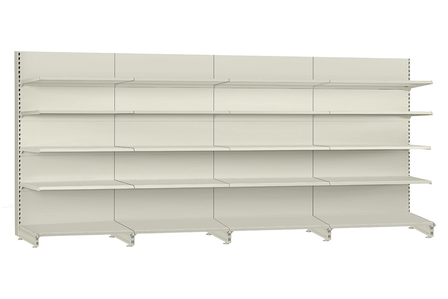 Zestaw 4x Regał przyścienny metalowy sklepowy 125x47x210cm półki 4x47cm komplet wolnostojący kremowy KTD