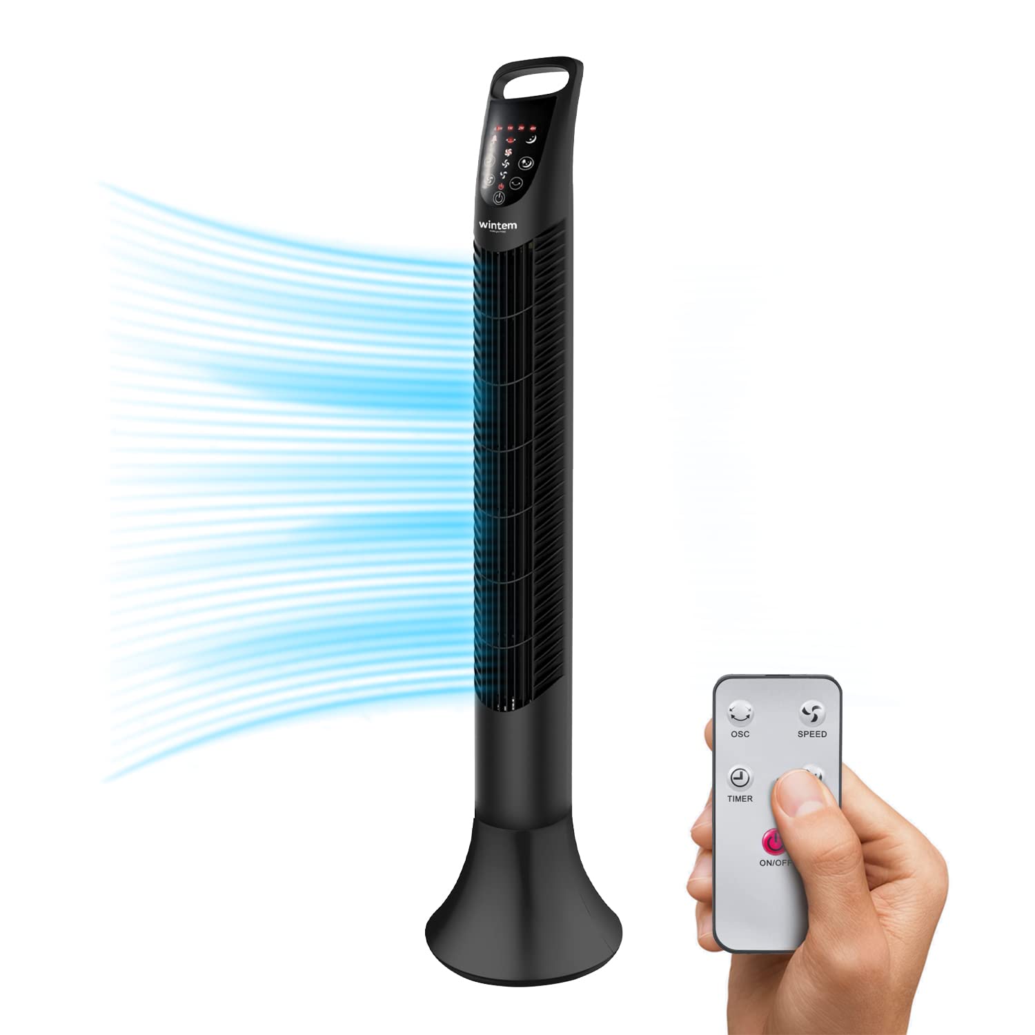 Ventilatore A Torre Wintem Seth 120cm Con Telecomando - 3 Velocità, Ionizzatore E Timer 15h | Silenzioso E Oscillante - Foto 9