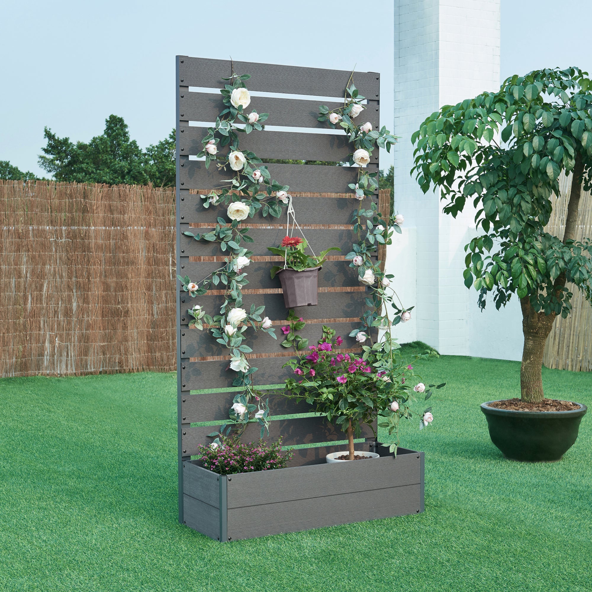 Jardinera De Resina Zanvic Mod. Lofly – Gris – 38x17.7x16.4 Cm – Ideal Para Interior, Terraza O Jardín