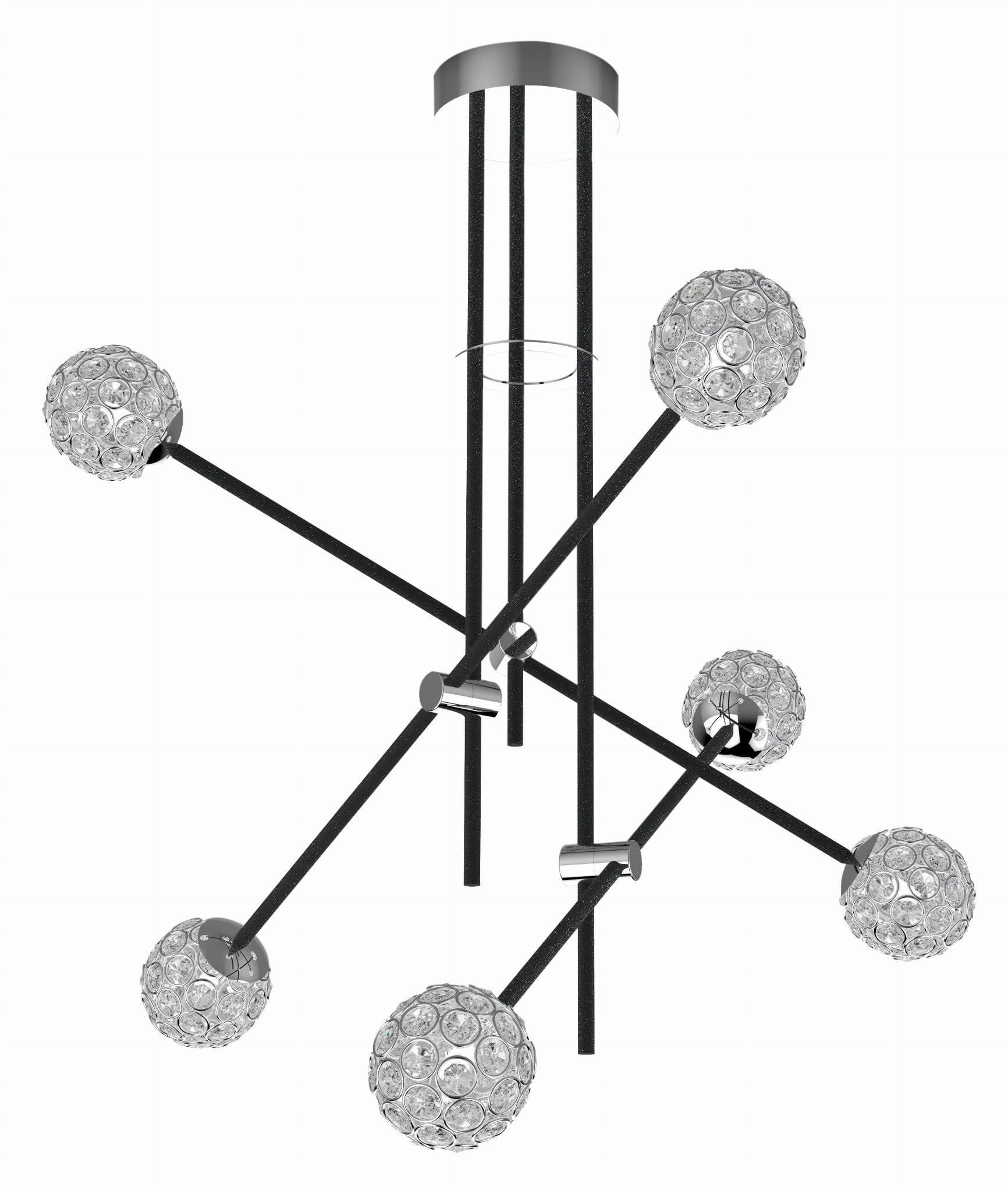 Lampa wisząca Paksos czarno-przezroczysty 6xG9x5W kryształowy wym: 58 x 67 x 67 cm kryształ Candellux