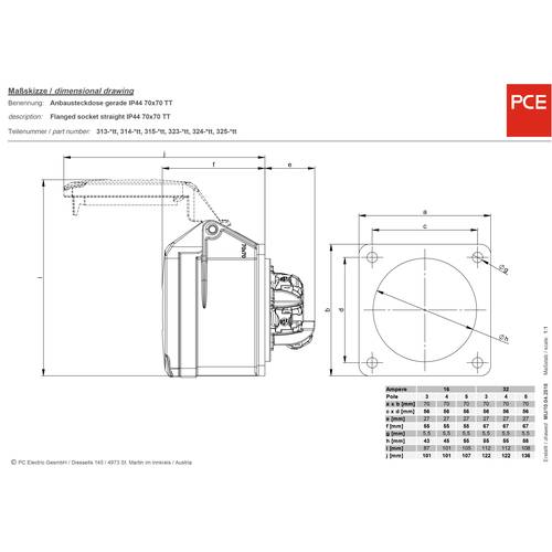 Prise femelle CEE 16 A 5 pôles PCE 315-6tt 400 V rouge 1 pc(s) - 2