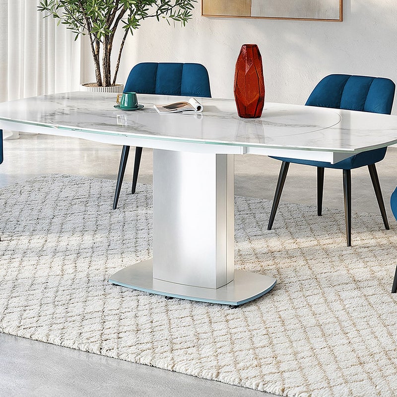 Rozkładany stół do jadalni TALICIA - 4 do 6 osób - Ceramika i stal