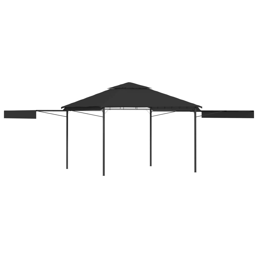Gazebo Con Tetto Allungabile 3x4x2,3 M, Colore Tortora, 180 G/m², Struttura In Ferro Per Giardino E Barbecue, Protezione UV E Impermeabile