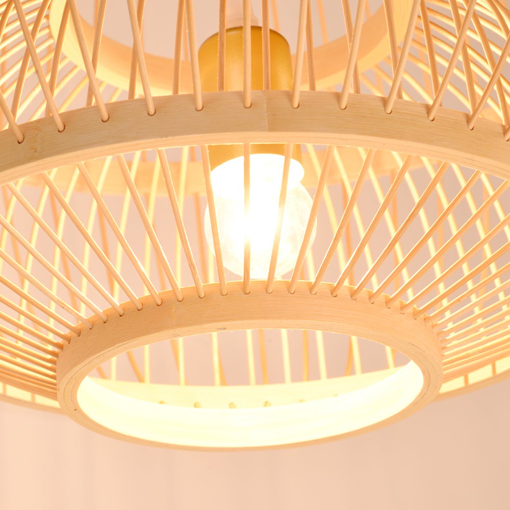 Suspension en bambou Ligting Globe Shade Plafonnier E27 Sigle pour Restaurant Maison 1 Lumière D35 cm x H35 cm - 4