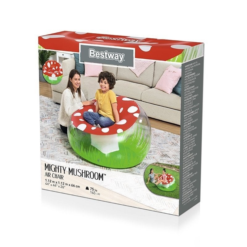 Gigantyczny Fotel Inflacyjny w Kształcie Grzyba dla Dzieci do Ogrodu i Wewnątrz, Łatwe Inflacja i Zabawny Design, Idealny na Lato - Bestway - 4