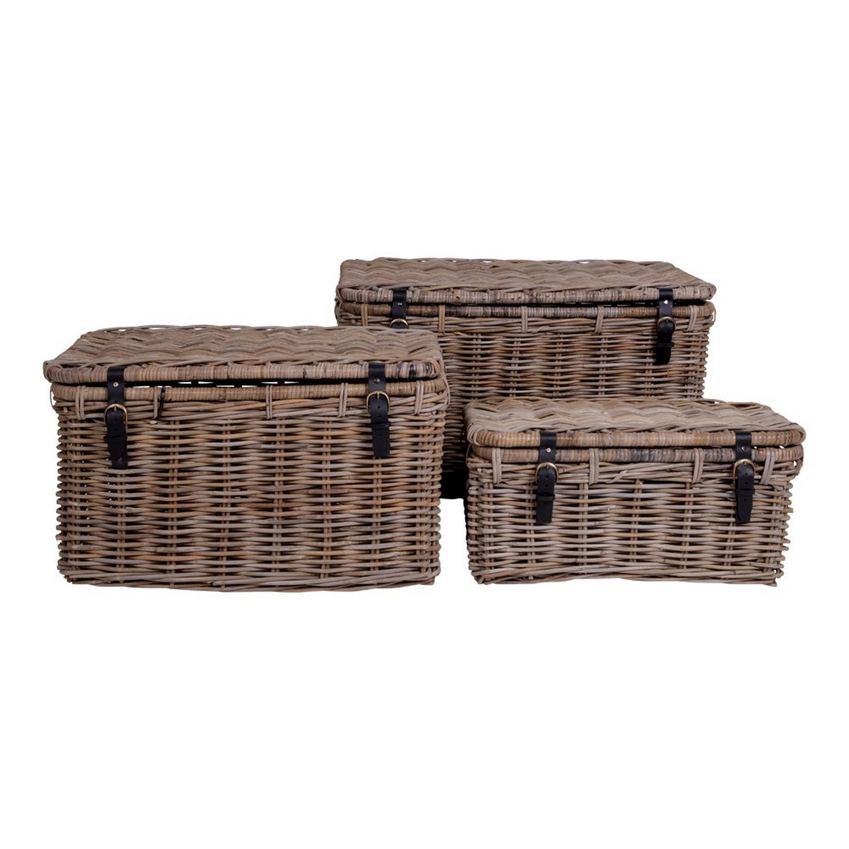 Zestaw 3 koszy do przechowywania Depok, Rattan, Brązowy, Seven Design