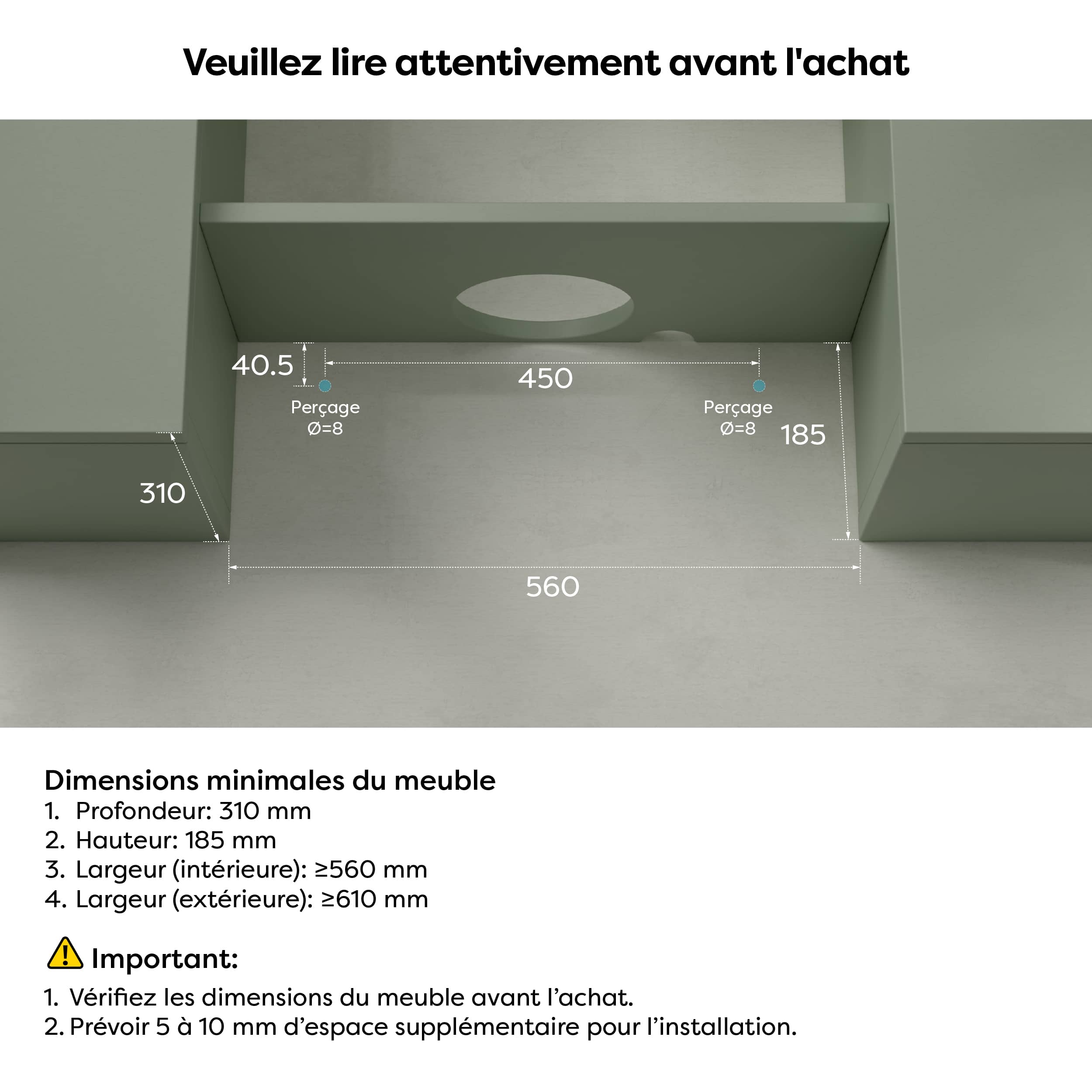 CIARRA Hotte tiroir encastrable 60cm 606 m³/h A+ 3 Vitesses Touche Tactile LED Affichage Recyclage et Évacuation Inox CD6909AS - 6