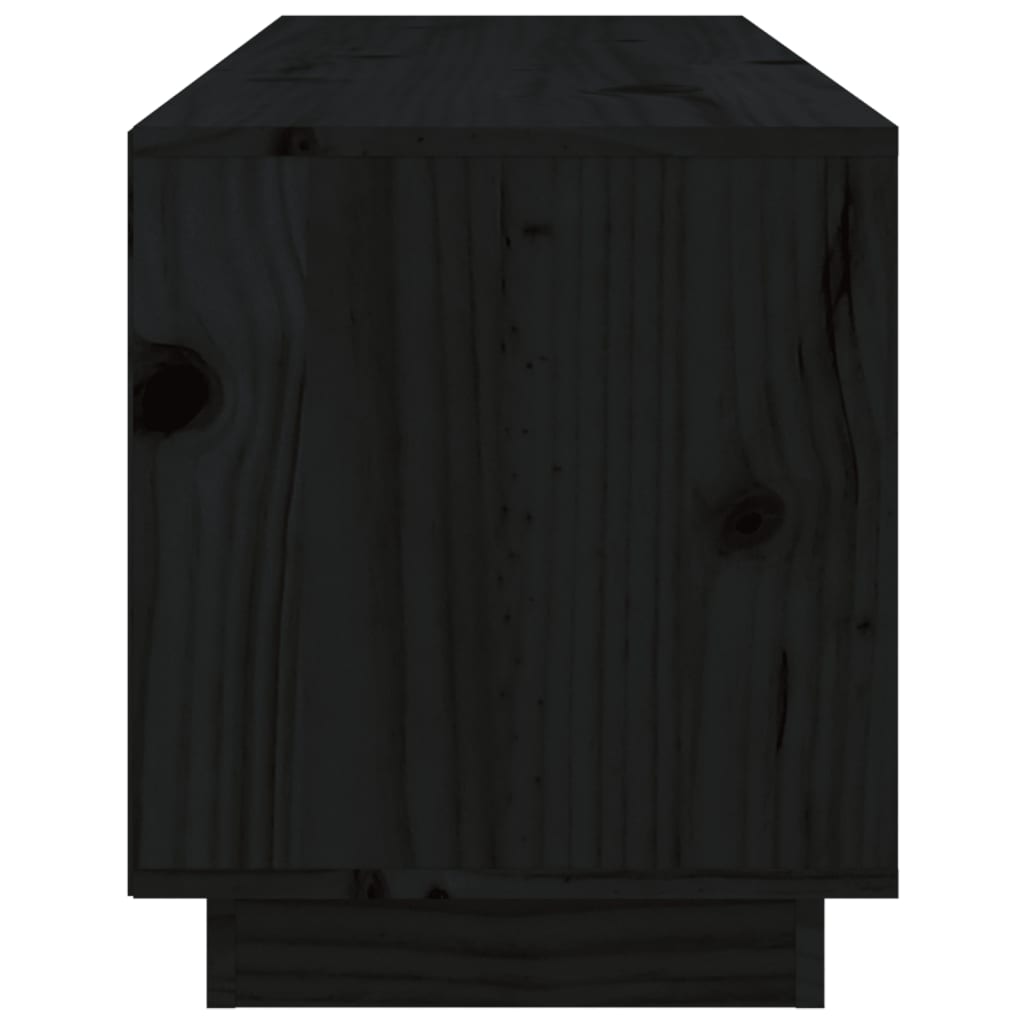 Meuble TV Noir 105x34x40 cm Bois de pin massif - COMFORTXL - 7