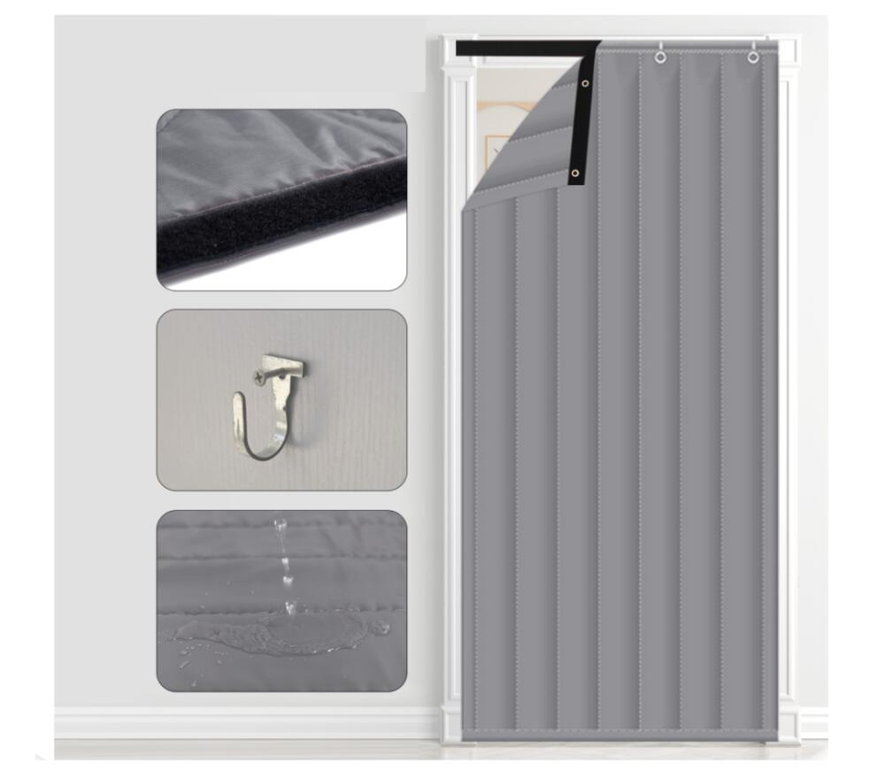 90x210cm(35x83inch) gris Thermique Isolation Phonique Rideau De Porte, Phonique Anti Froid pour portes Isolation Seule pour portes de balcon Porte de - 2