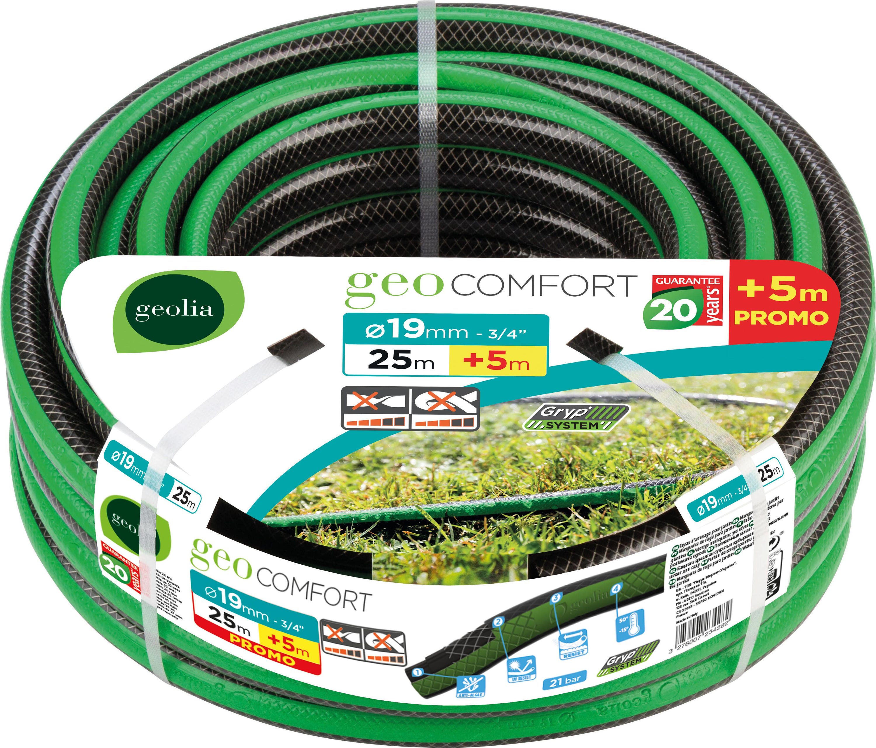 Wąż do podlewania GEOLIA z PVC o średnicy 19 mm i długości 25 + 5 m