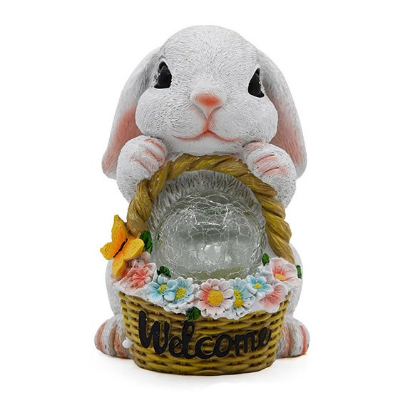 Decorazioni Giardino Solari - Statue Coniglio Resina Con Luce | Ornamento Per Esterni E Interni