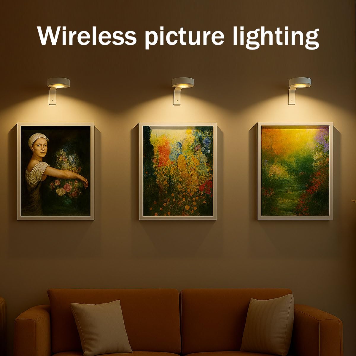 Pack de 2 Luces para Cuadros LED Recargables USB, Iluminación de Acento RGB + Blanco, Lámpara de Pared Magnética sin Cables con Mando a Distancia - 5