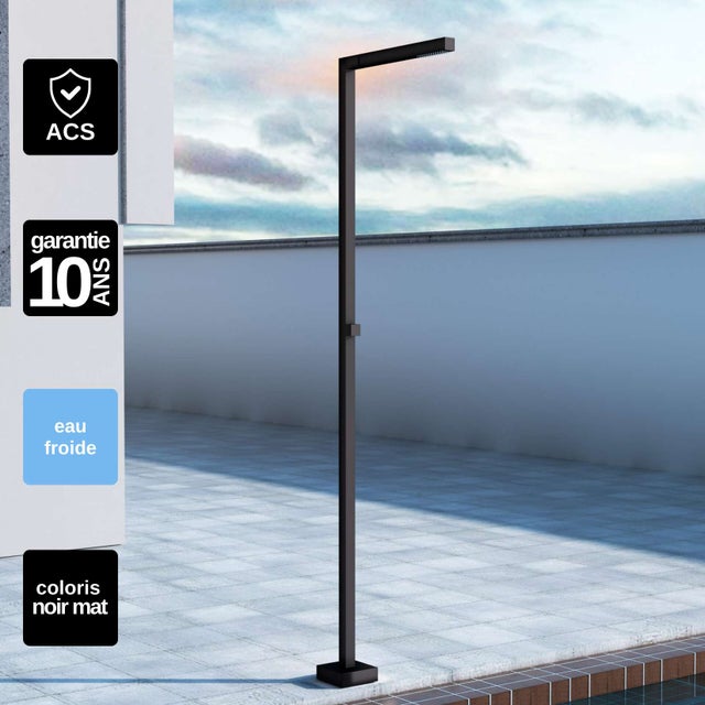 Douche extérieure Alabama en Acier Inoxydable - Noir Mat - ALABAMA POOLIMEX