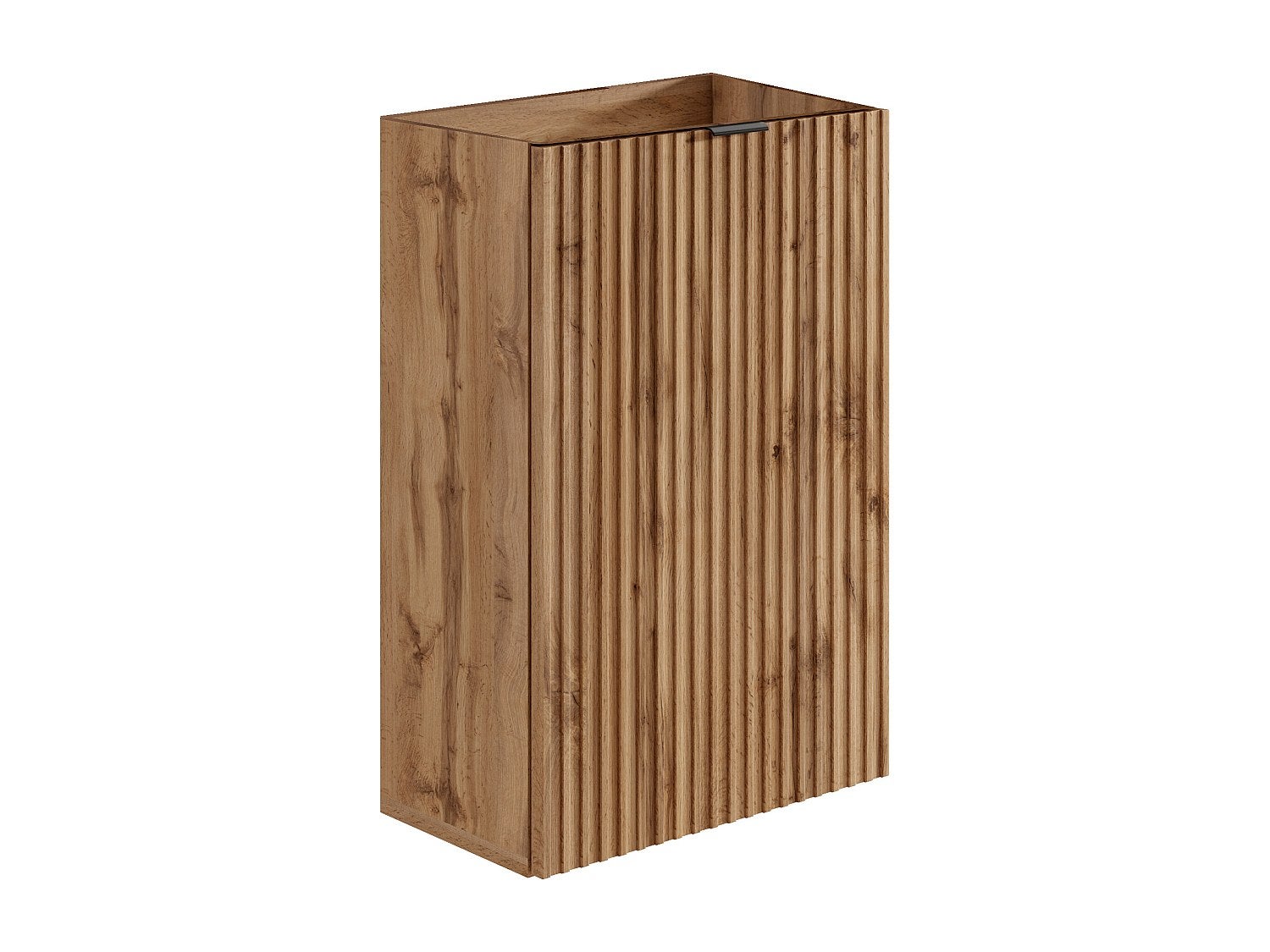 Meuble pour lave main strié porte réversible naturel clair - H60 x L40 x P22 - VAHIRA - 3