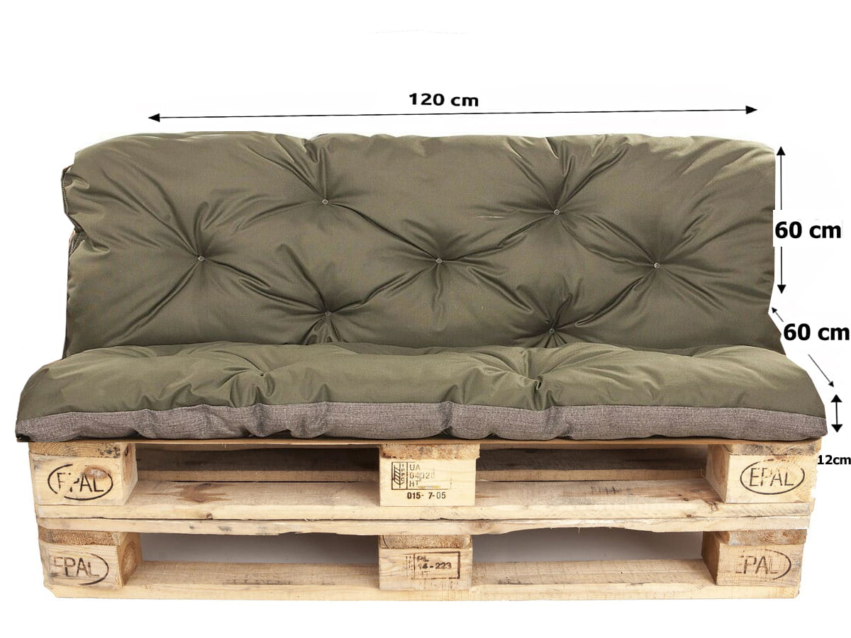 Set Coussins palettes, Assise 120 x 60 et Dossier 120 x 60cm Vert, coussins canapé / coussin pour palette in / extérieur, SETGARDEN - 2