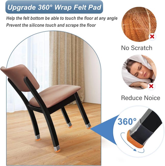 Set di 16 tappi quadrati in silicone per gambe di sedie per