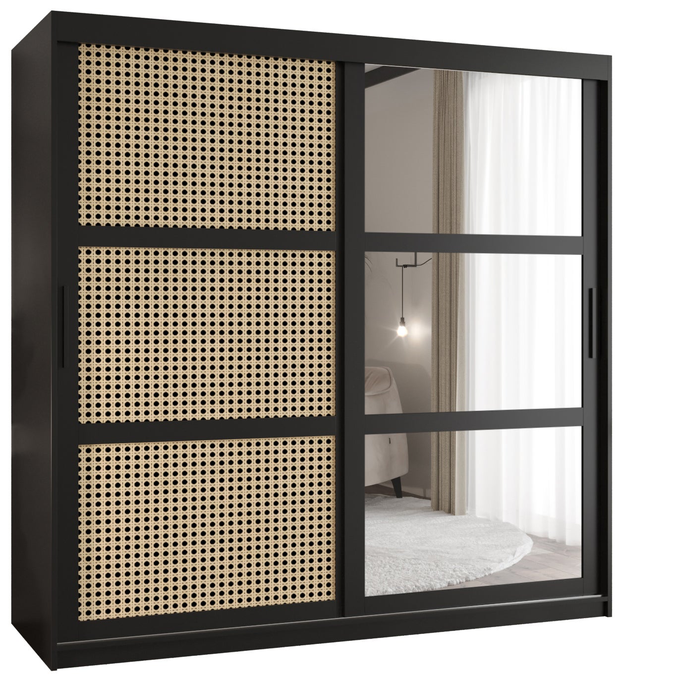 Szafa przesuwna Plecionka Wiedeńska 2 180 x 62 x 200 czarny – Abiks Meble