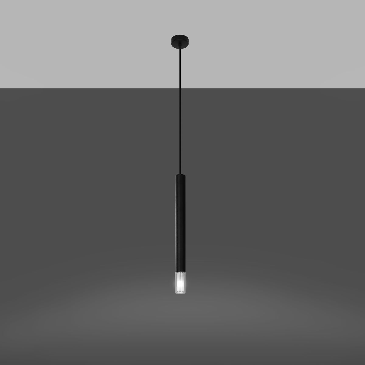 Lampa wisząca ECLIM 1 czarna LED 3000K - 8x8x120cm Sollux