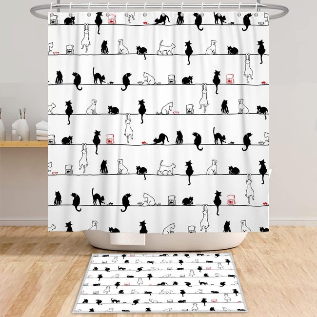 Tenda Doccia Bianco Nero Ttincceer 180x200cm Cartone Animato Animale Tenda Da Doccia Carino Tenda Doccia Bianco Nero Ttincceer 180x200cm Cartone Animato Animale Tenda Da Doccia Carino
