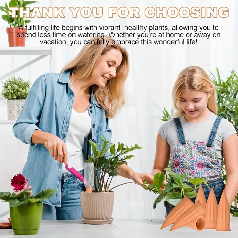 Lot de 12 piquets d’arrosage en argile – Irrigation automatique pour plantes d’intérieur et extérieur, idéal pour vacances, en terre cuite naturelle - 6
