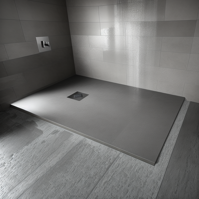 Receveur de douche en résine VALENCIA Finition Ardoise 60x60 Gris Ciment