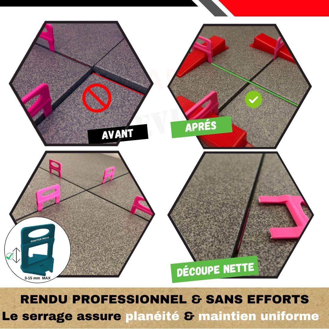 Kit 150 croisillons autonivelants et 100 cales SHAFFER PRO, Ep.2 mm - 8