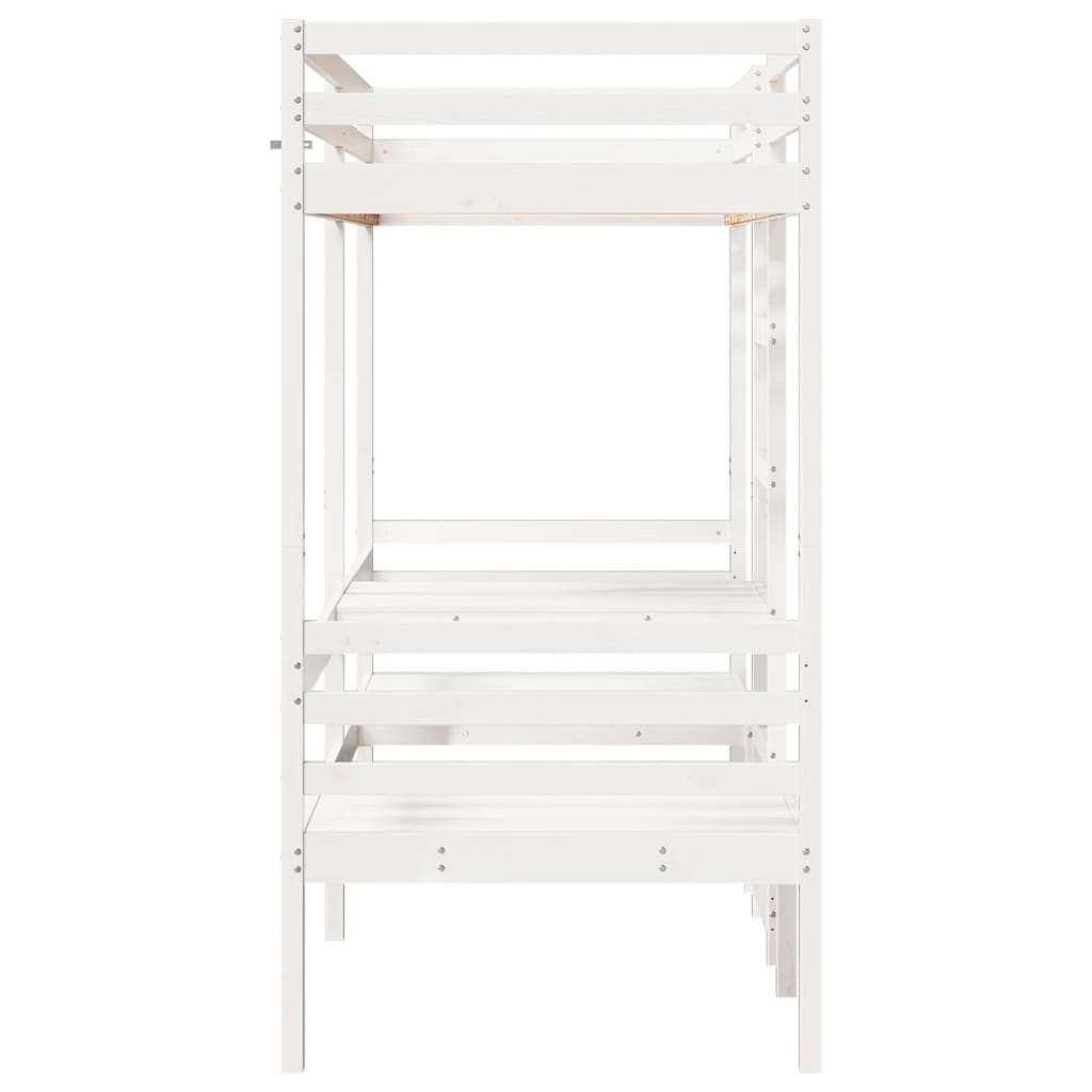 Lit mezzanine avec bureau et chaises blanc 80 x 200 cm pin massif - 6