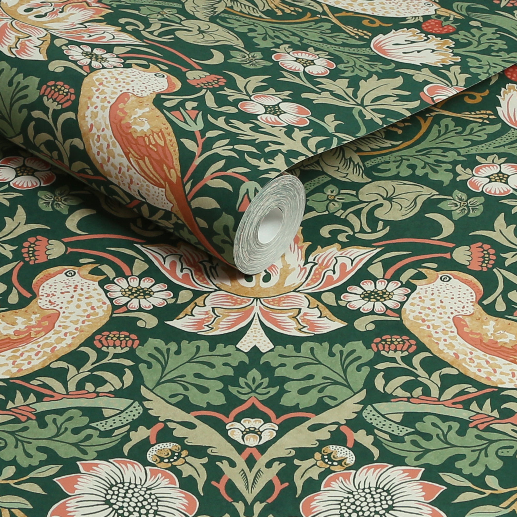 William Morris at Home Tapeta flizelinowa Złodziej truskawek Bogata zieleń 10 m x 52 cm - 3
