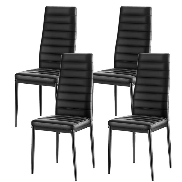 Conjunto de 4 cadeiras SucceBuy de jantar modernas com encosto ergonómico, assento em pele acolchoada e pernas em metal, design compacto