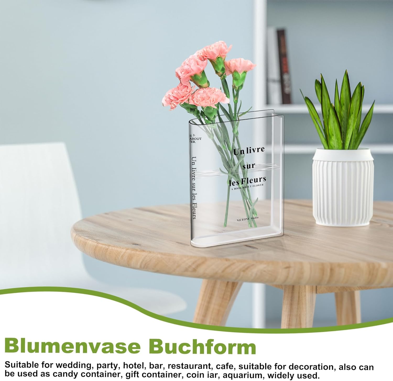 Vase Livre Acrylique Transparent, Vase en Forme de Livres, Vases Tulipes de Livre pour Fleurs, Décoration de Table de Chambre à Coucher - 5