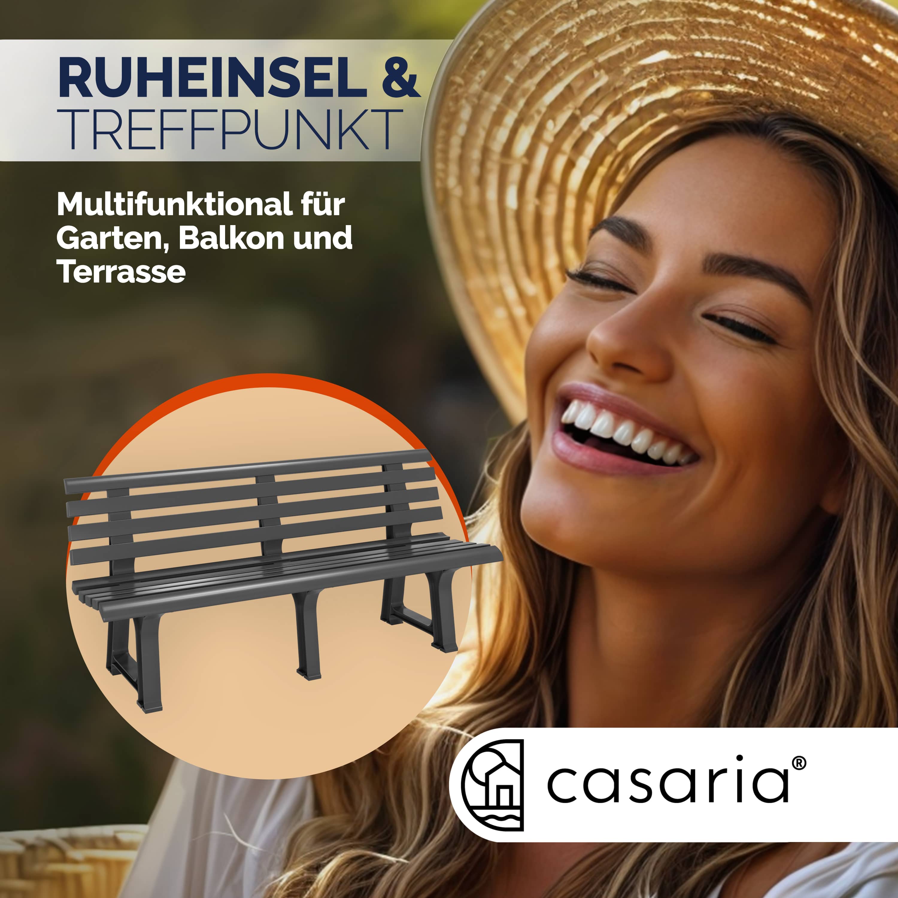 Casaria Banc de Jardin Orchidea anthracite 3 places banc d'extérieur en plastique banquette 145x49x74 cm Jardin terrasse parc - 8