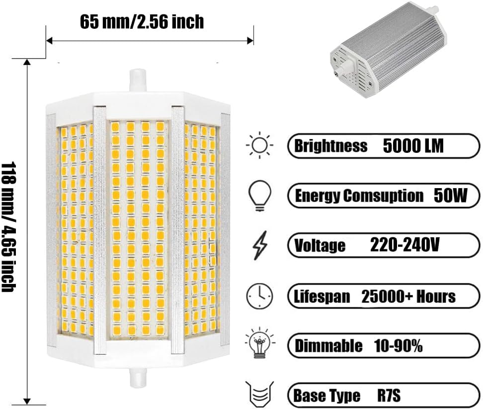 Doright Lampadine R7s LED 78mm 6000K (2 Pezzi