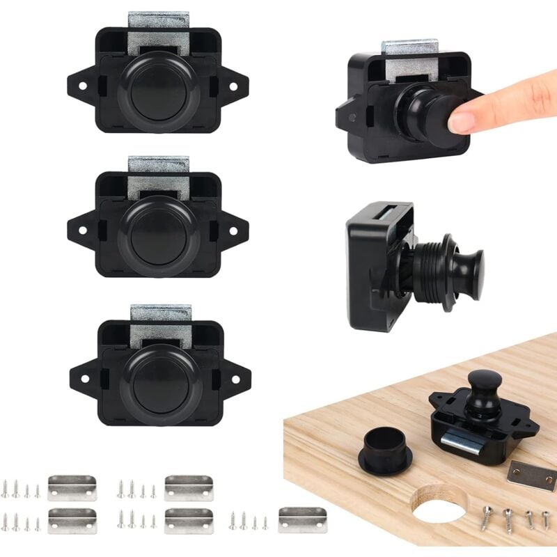 Loquet Magnétique Poussoir Pour Porte D'armoire - Rénovation Domicile - Noir