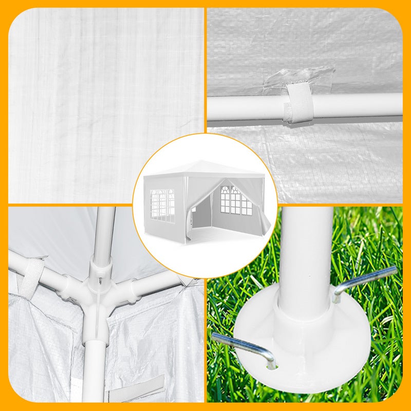 Carpa Pabellón Jardín - Fácil de limpiar, duradera con paredes laterales, carpa perfecta para fiestas 3x3m Blanca - 4