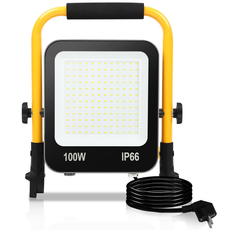 Reflektor budowlany LED 6000K Reflektor LED ze statywem 100W Lampa budowlana - zimna biel