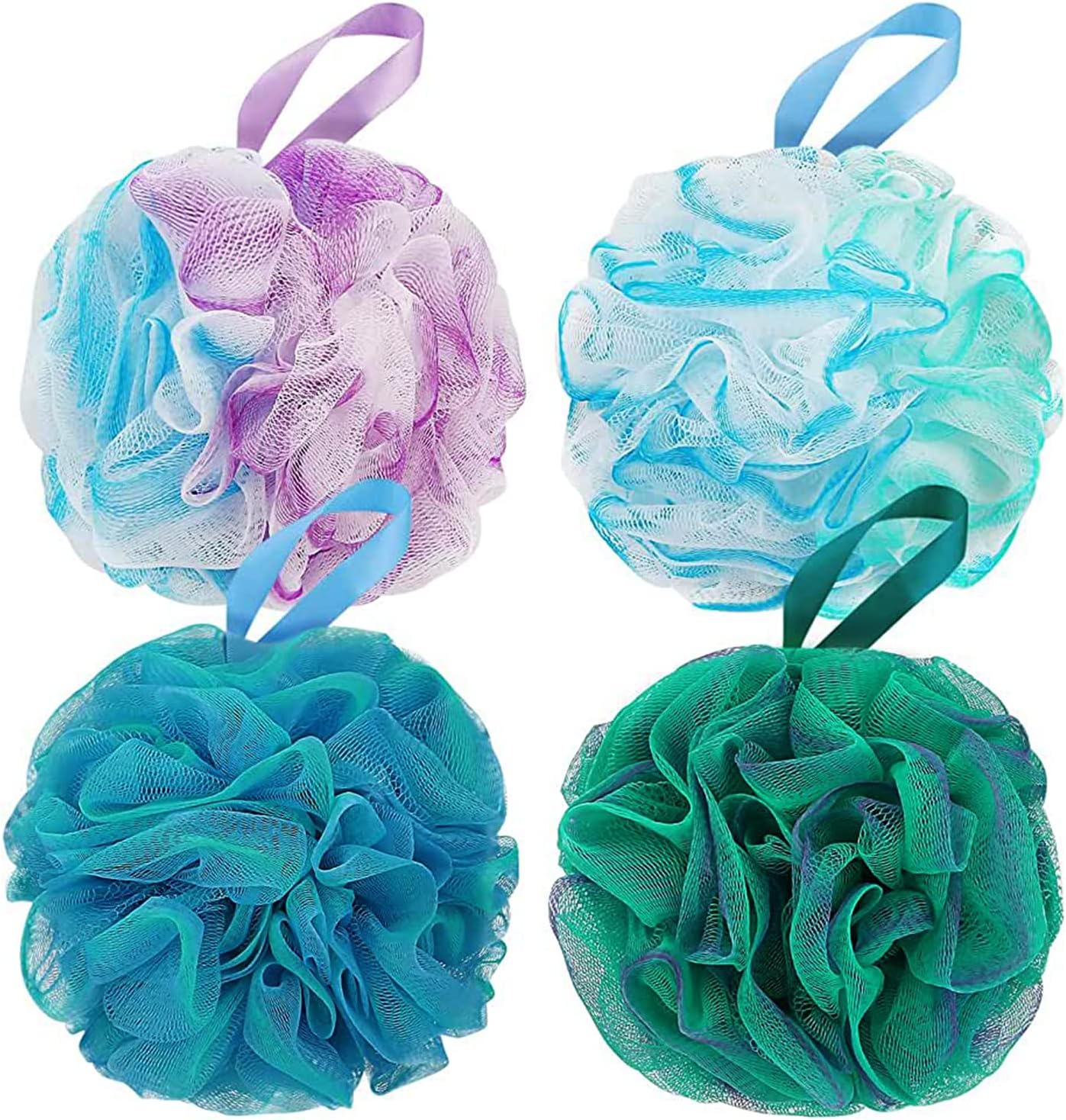 Gąbka Do Kąpieli, 4 Sztuki Siatkowe Gąbki Loofah, Kula Do Kąpieli Do Złuszczania Ciała Lub Masażu