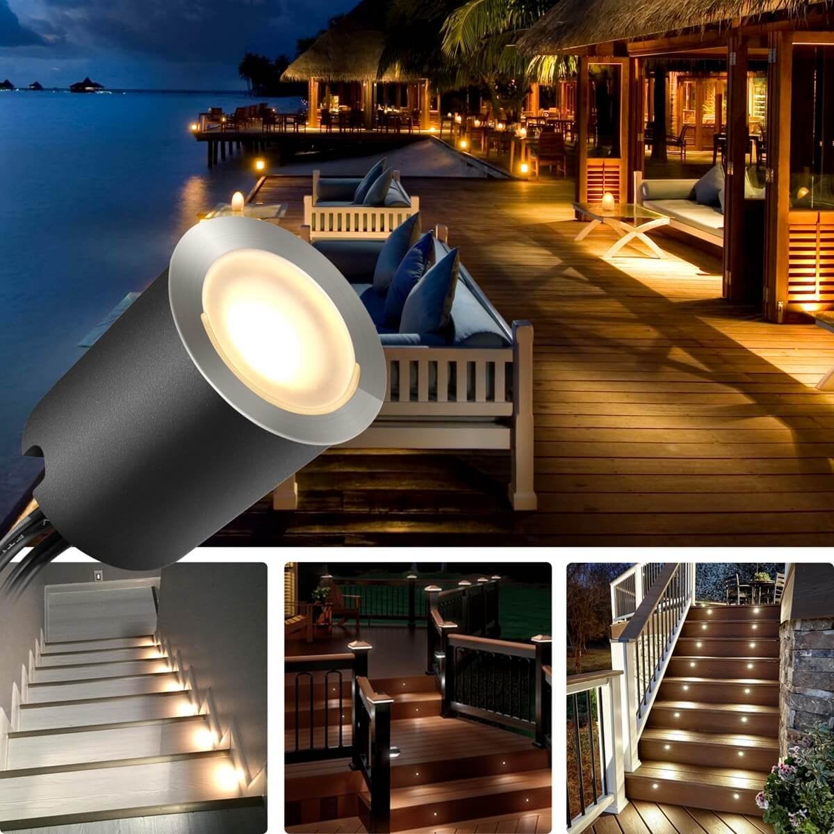 Lot de 16 Spot LED Encastrable Extérieur, IP67 Étanche, Ø 32mm, Spots à Encastrer Extérieur pour Terrasse Bois Deck en Bois (16 Led Blanc Chaud) - 5