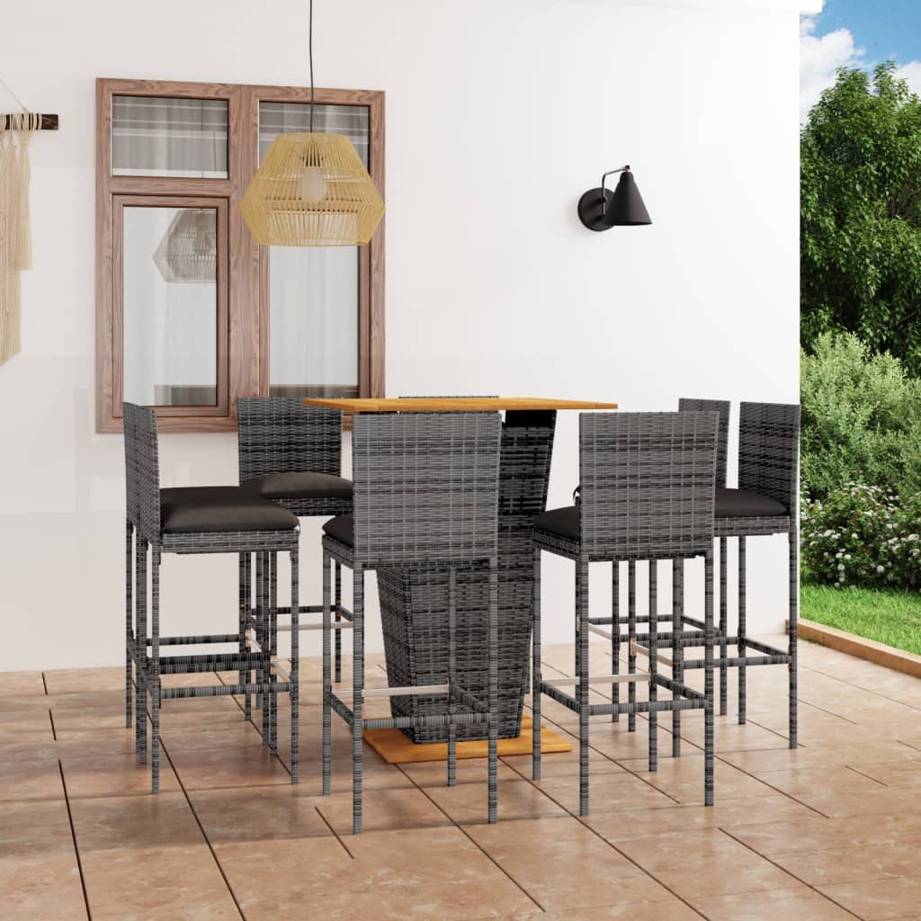 Salon de jardin vidaXL Salon de Jardin avec Coussins 9 pcs, Canapés de Patio, Ensemble de Meubles, Mobilier de Terrasse Extérieur, Gris 3260240