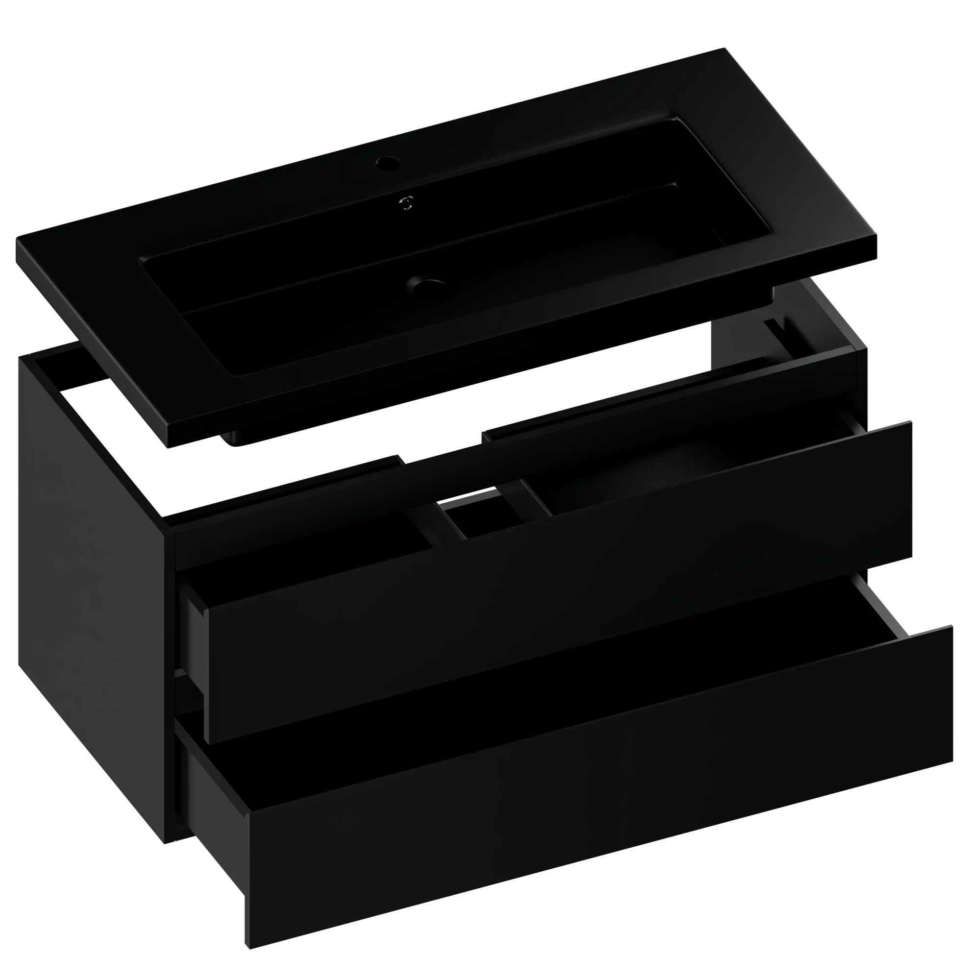 Meuble de salle de bain Sena - 100 cm - Noir mat - Vasque noire - 5