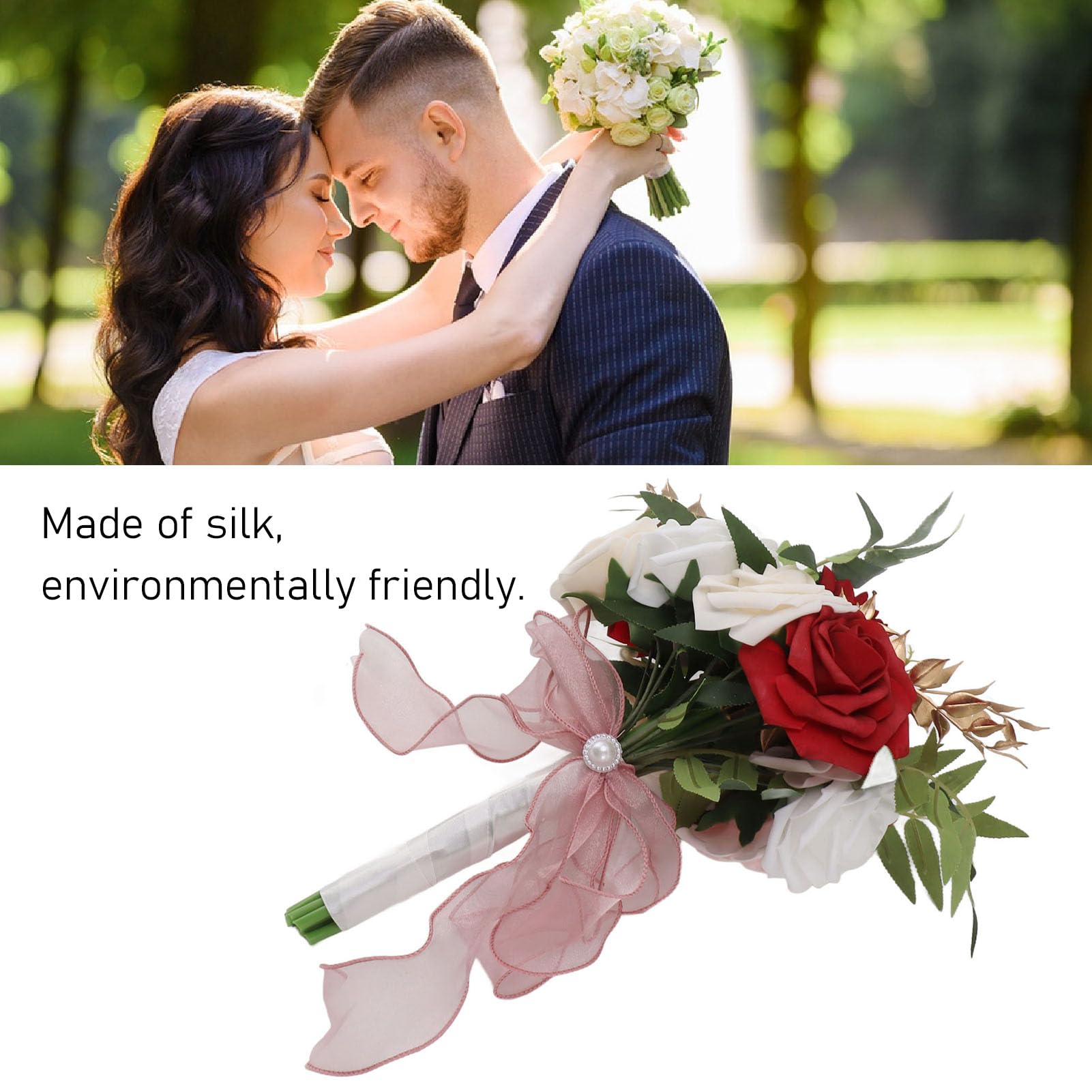 Matrimonio Romantico Bouquet Sposa Sposa Bouquet Damigella d'onore Bouquet Fiore artificiale Festa di San Valentino Banchetto Chiesa | IT