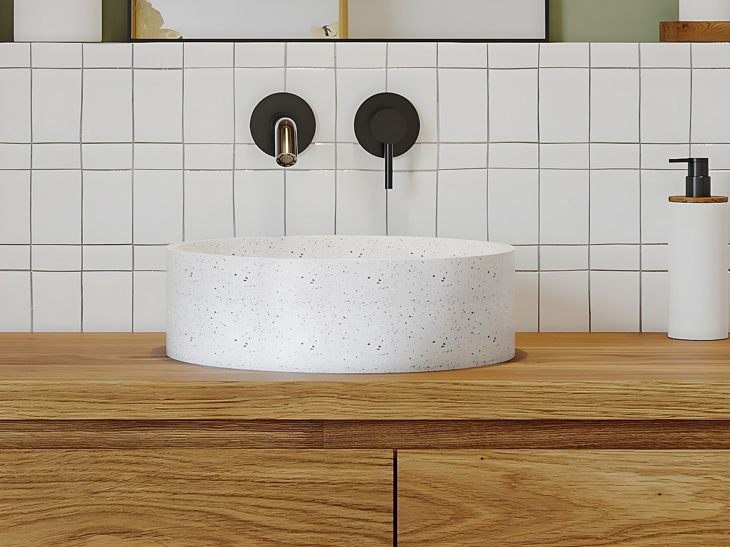 Umywalka nablatowa okrągła z lastryko – 39 cm – DUKAT