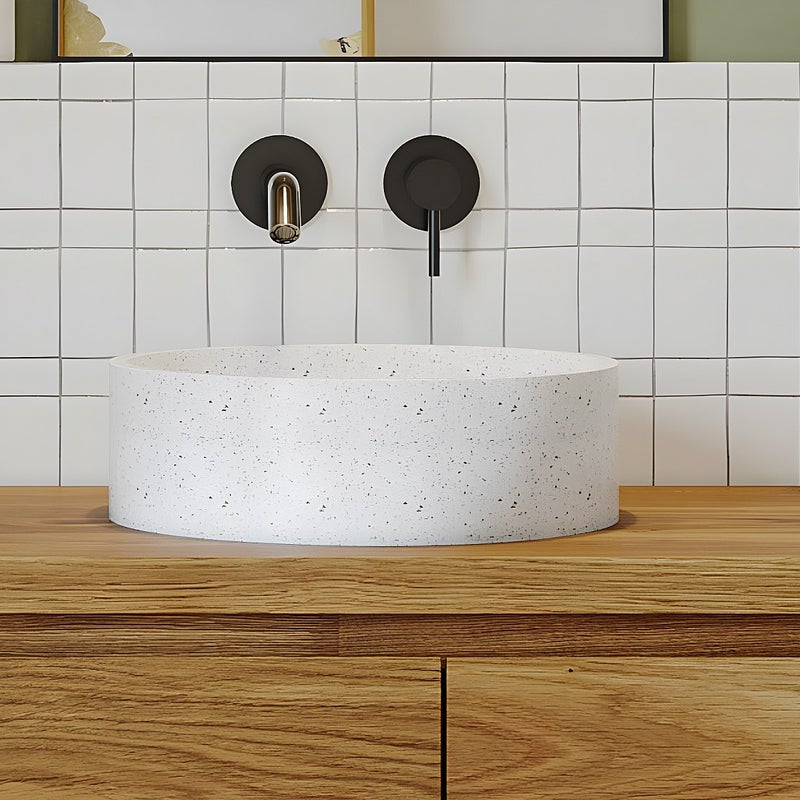 Umywalka nablatowa okrągła z lastryko – 39 cm – DUKAT