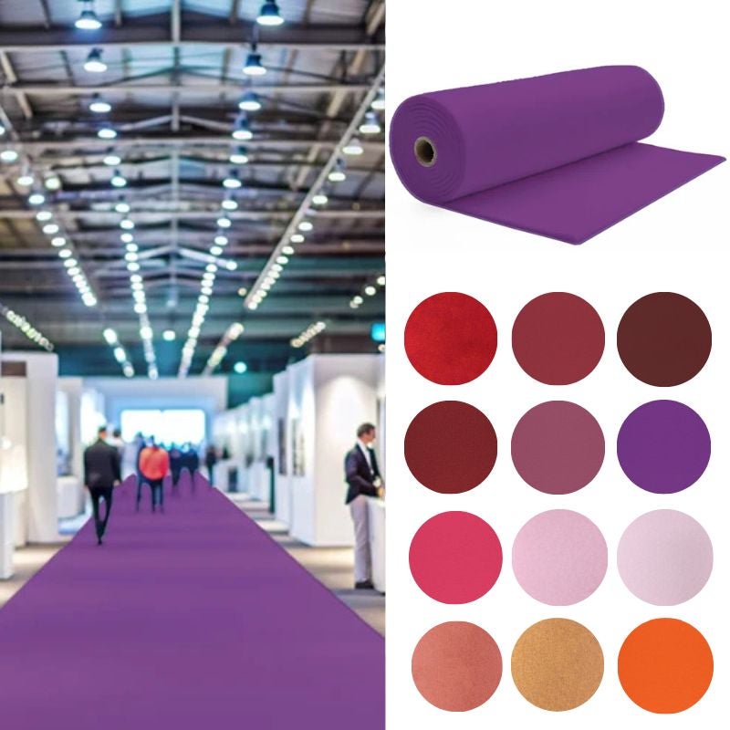 Arquiservi - moqueta ferial violeta rojo en rollo 2x60 (120m2) – ideal para eventos, ferias y stands