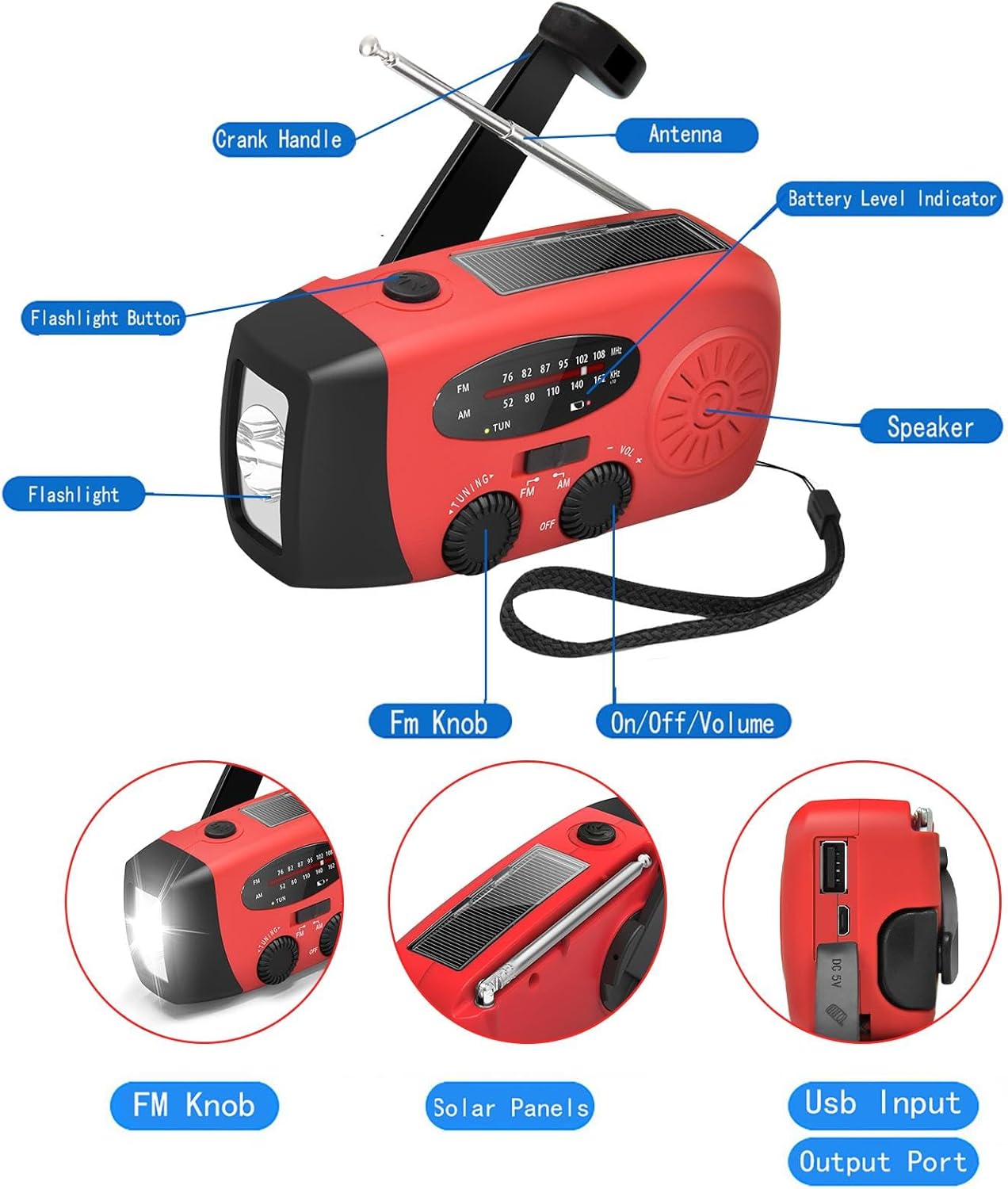 Radio a Manovella Solare Impermeabile con Torcia e Altoparlante Bluetooth per Escursionismo Campeggio Emergenza | Leroy Merlin