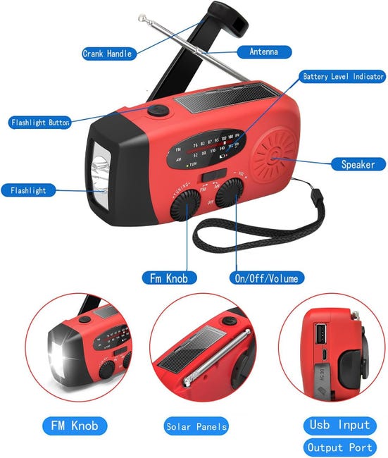 Radio a Manovella Solare Impermeabile con Torcia e Altoparlante Bluetooth per Escursionismo Campeggio Emergenza | Leroy Merlin Radio a Manovella Solare Impermeabile con Torcia e Altoparlante Bluetooth per Escursionismo Campeggio Emergenza | Leroy Merlin