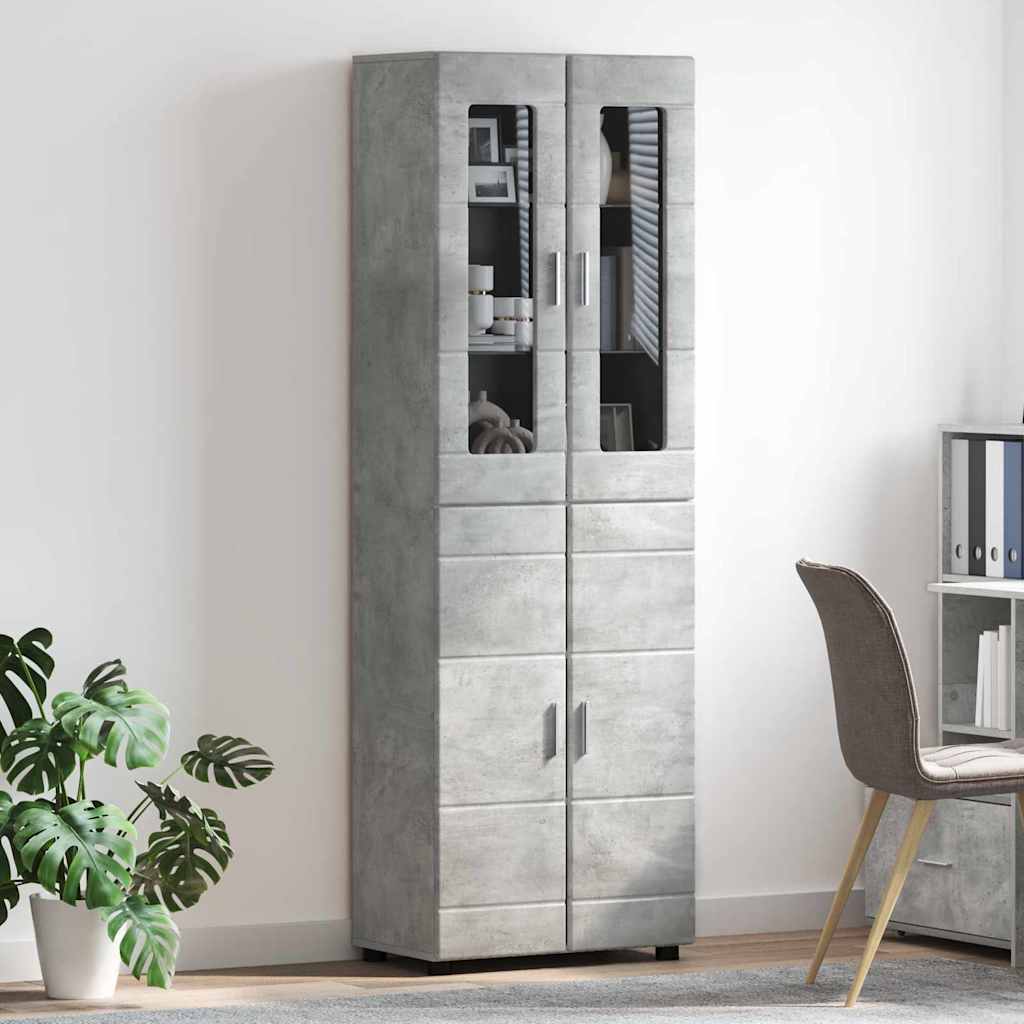 Armoire Haut de rangement - Armoire De Chambre avec étagère Gris béton 60 x 35 x 182 cm - 4